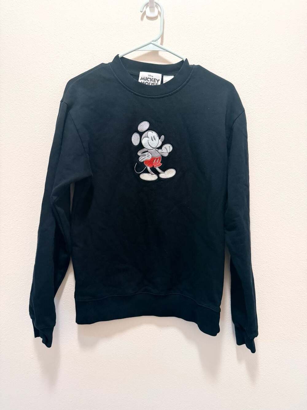 Disney Mickey Mouse Black Embroidered Crewneck Sweatshirt